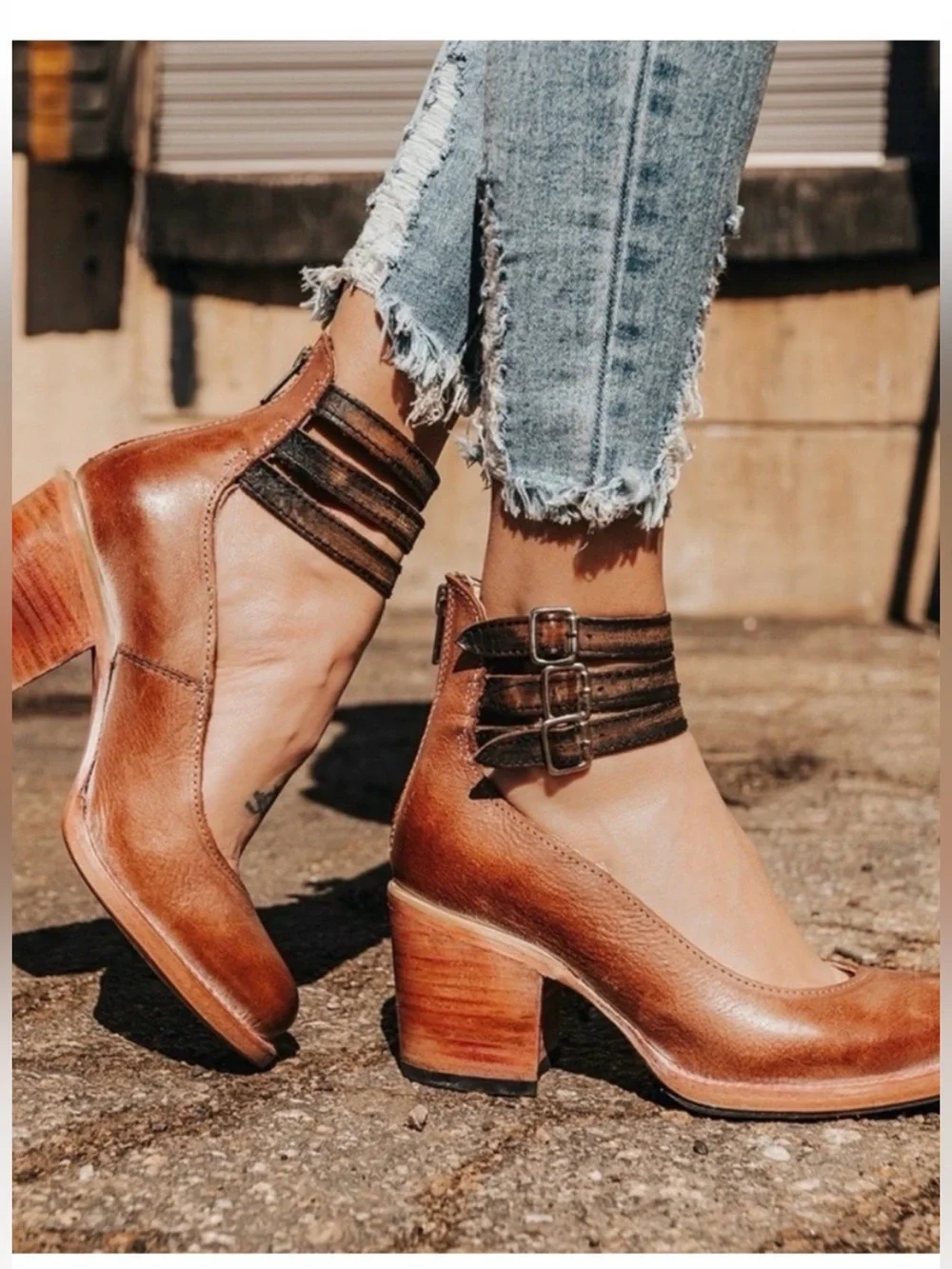 Freebird by Steven Randi Brown Leather Women’s Ankle Boots - Picture 2 of 13
